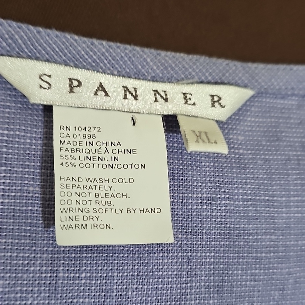 Spanner Linen Blend Lilac Sleeveless Round Neck Side Zip Tank Top Shirt Size XL - Picture 3 of 6